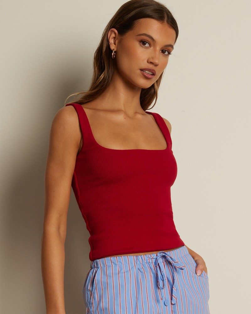 Basic Square Neck Rib Tank Top