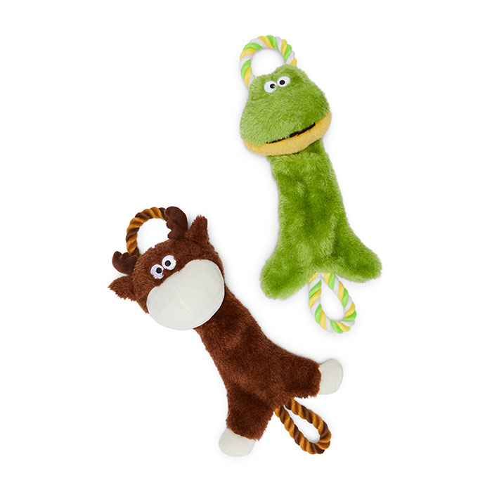 Plush Animal Tug Toy with Rope Handles