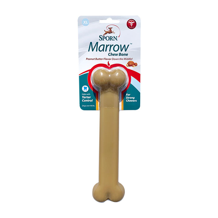 Sporn Marrow Chew Bone Peanut Butter Dog Toy in Brown, XL