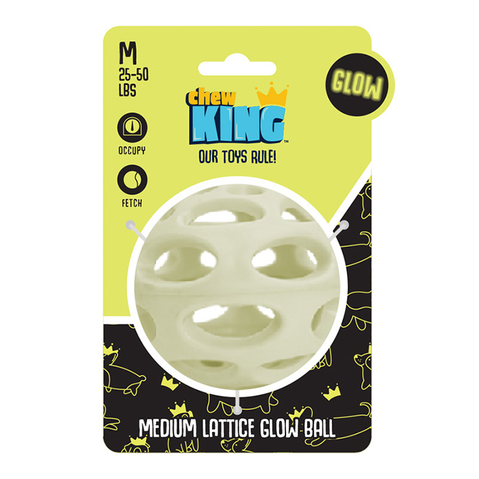 Chew King Glow In The Dark Lattice Ball Dog Toy, Small