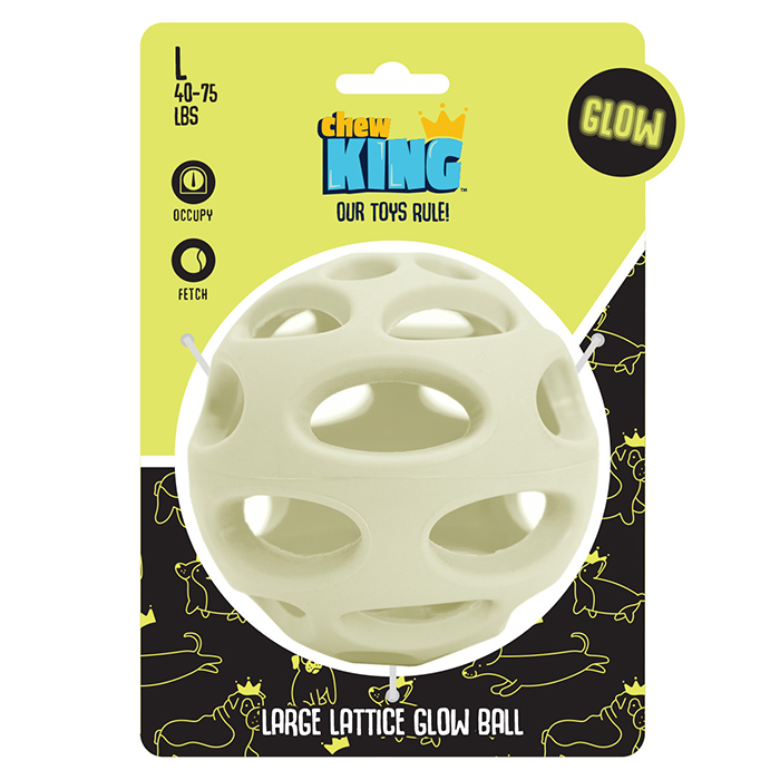 Chew King Glow In The Dark Lattice Ball Dog Toy, Large