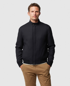 Rodd & Gunn Cambrian Twill Bomber Jacket In Navy