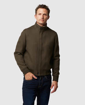 Rodd & Gunn Cambrian Twill Bomber Jacket In Olive