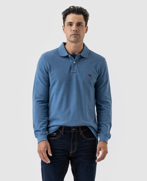 Rodd & Gunn Men's Long-sleeve Pique Polo Shirt In Regatta