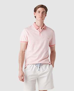 Rodd & Gunn Langs Beach Sports Fit Slub Tipped Polo In Coral