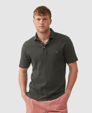 Rodd & Gunn Huntsbury Texture Polo In Olive