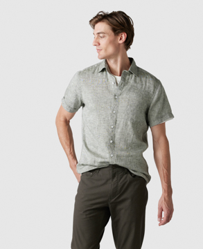Rodd & Gunn Ellerslie Linen Textured Classic Fit Button-up Shirt In Sage