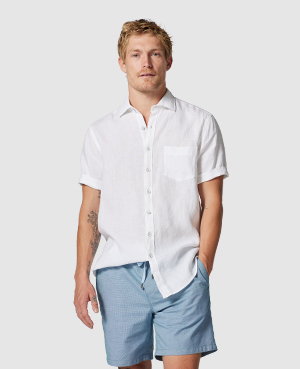 Rodd & Gunn Men's Waiheke Linen Short-sleeve Shirt In Snow