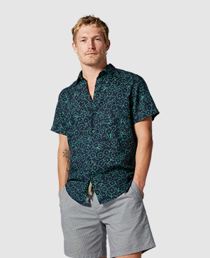 Rodd & Gunn Barrytown Sports Fit Floral Short Sleeve Linen Button-up Shirt In Lime