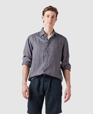 Rodd & Gunn White Pine Avenue Check Linen Button-up Shirt In Rust