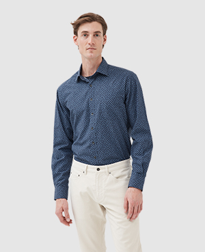 Rodd & Gunn Cove Road Leaf Print Button-up Shirt In Ink