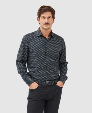 Rodd & Gunn Rodd And Gunn Woodhouse Long Sleeve Slim Fit Shirt In Midnight