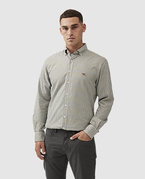 Rodd & Gunn Gunn Check Oxford Sports Fit Shirt In Loden