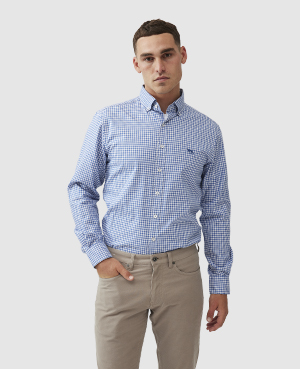 Rodd & Gunn Gunn Check Oxford Sports Fit Shirt In Sea Blue