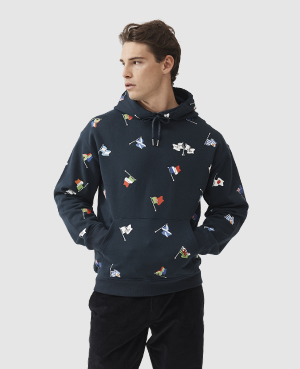 Rodd & Gunn X Gilbert Ravenhill Cotton Printed Classic Fit Hoodie In Deep Navy