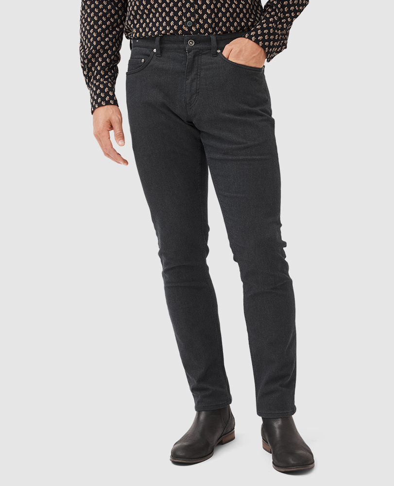 Rodd & Gunn Motion Melange Straight Fit Jeans In Nutmeg In Onyx