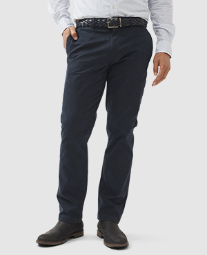 Rodd & Gunn Thomas Road Stretch Cotton Flat Front Chinos In Denim