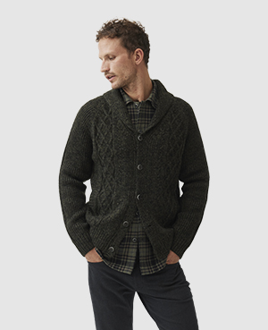 Rodd & Gunn North East Valley Wool Shawl Collar Cardigan In Fatigue