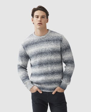 Rodd & Gunn Wave Break Stripe Cotton Blend Crewneck Sweater In Ocean