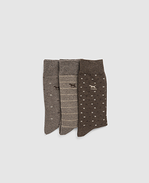 Rodd & Gunn Seafcliff Multi Sock 3 Pack In Earth Multi