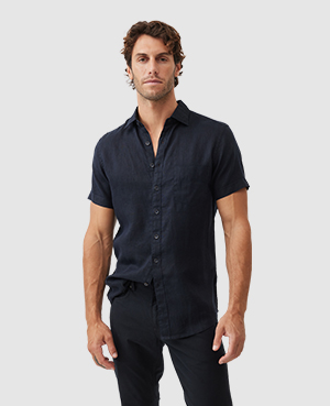 Rodd & Gunn Men's Palm Beach Linen Short-sleeve Shirt In Midnight