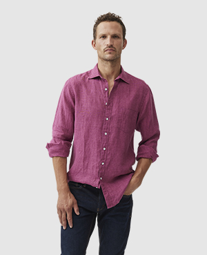 Rodd & Gunn Coromandel Linen Shirt In Berry