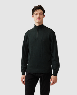 Rodd & Gunn Calderwell Quarter Zip Sweater In Forest