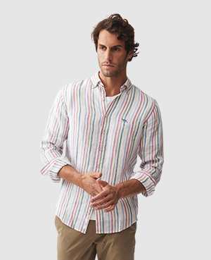 Rodd & Gunn Gimmerburn Stripe Linen Button-up Shirt In Snow