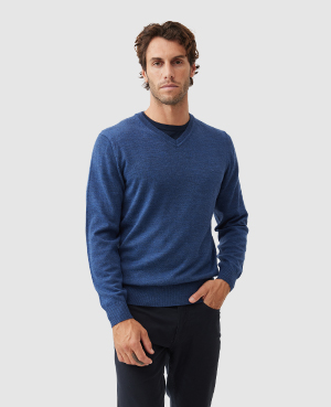 Rodd & Gunn Phoenix Merino Wool V-neck Sweater In Blue