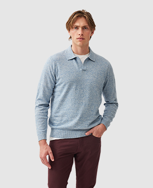 Rodd & Gunn Fortrose Regular Fit Long Sleeve Polo In Ocean