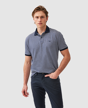 Rodd & Gunn Wye Creek Stripe Cotton Jacquard Polo In Blue
