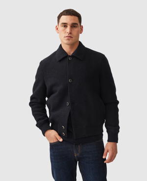 Rodd & Gunn Washington Avenue Wool Bomber Jacket In French Navy