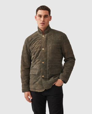 Rodd & Gunn Savill Road Quilted Leather Jacket In Fawn