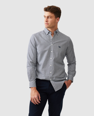 Rodd & Gunn Gunn Check Oxford Long Sleeve Slim Fit Shirt In Ink