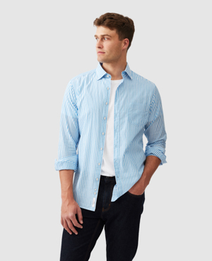Rodd & Gunn Ferry Landing Sports Fit Stripe Button-up Shirt In Azure