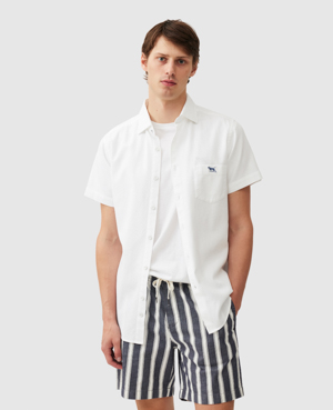 Rodd & Gunn Airtex Short Sleeve Cotton Button-up Shirt In White