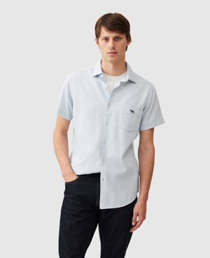 Rodd & Gunn Airtex Short Sleeve Cotton Button-up Shirt In Gray