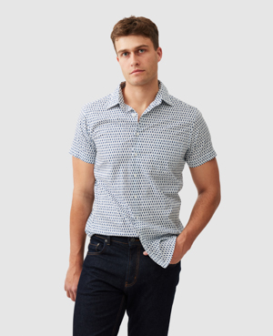 Rodd & Gunn Byron Slim Fit Short Sleeve Shirt In Marine