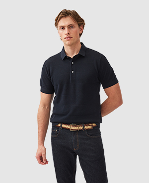 Rodd & Gunn Masons Regular Fit Flat Knit Polo Shirt In Midnight