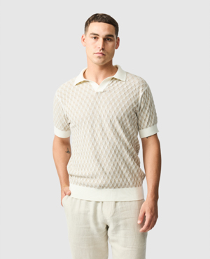 Rodd & Gunn Galdfield Regular Fit Textured Knit Polo Shirt In Cream