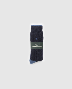 Rodd & Gunn Dunedin Cable Sock 2 Pack In Navy Denim