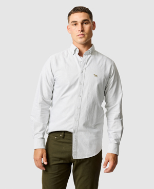 Rodd & Gunn Gunn Oxford Stripe Sports Fit Shirt In Khaki