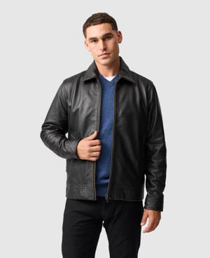 Rodd & Gunn Leadervale Leather Jacket In Black