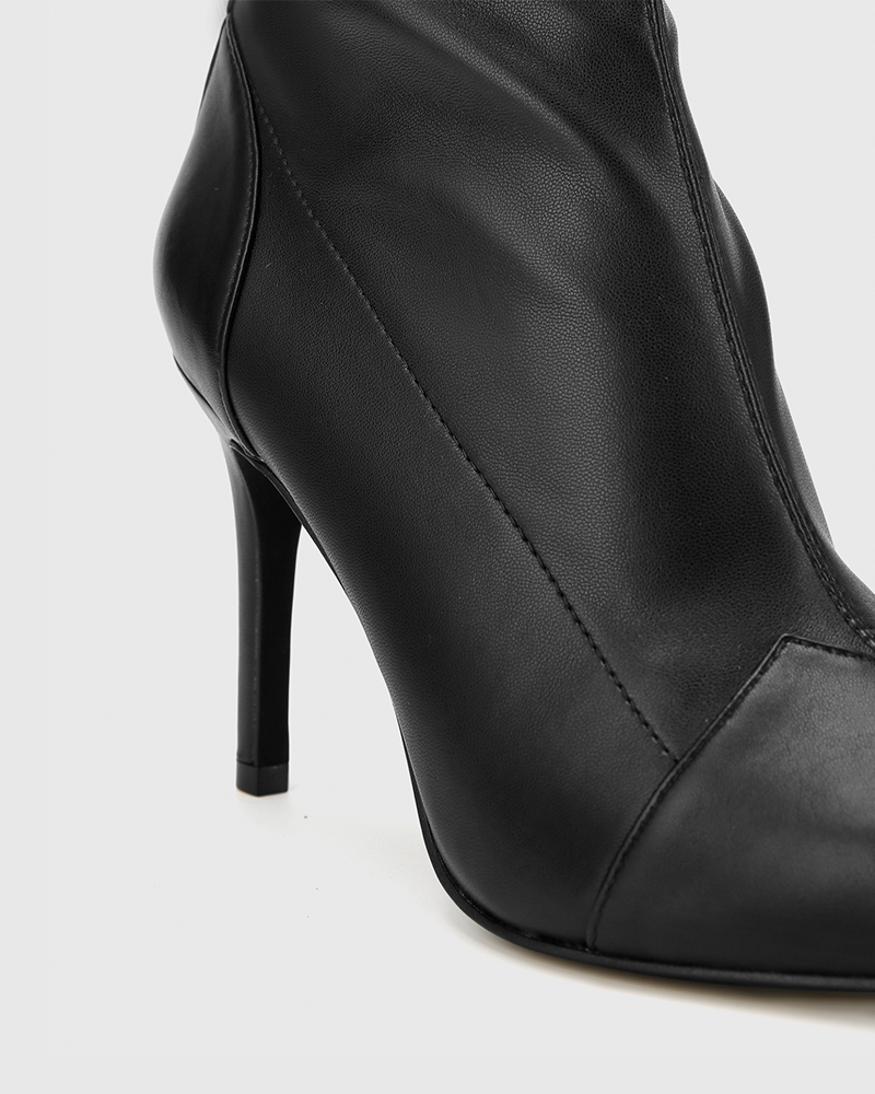 Hazelyn Black Leather Stretch Stiletto Heel Ankle Boot. eBay Hazelyn Black Leather Stretch Stiletto Heel Ankle Boot. eBay