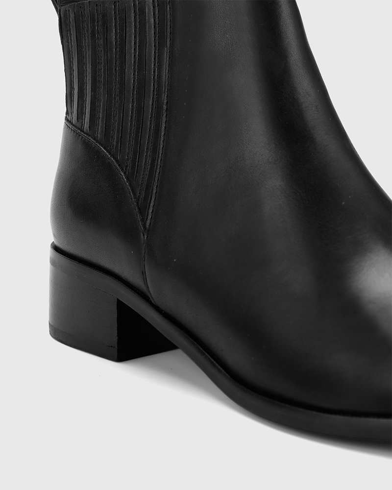 Gavin Black Nappa Leather Pull On Ankle Boot