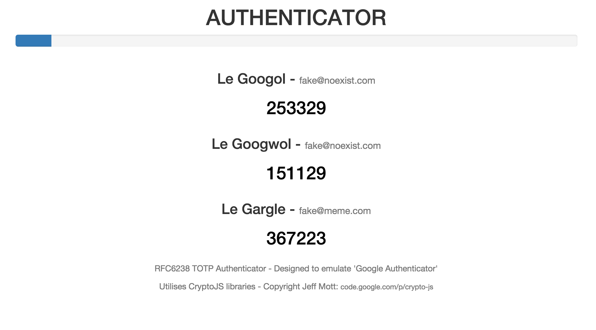 GitHub - andyt10/html-js-authenticator: HTML based implementation of  RFC6238 TOTP