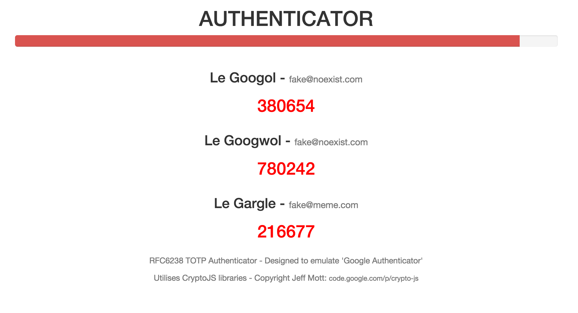 GitHub - andyt10/html-js-authenticator: HTML based implementation of  RFC6238 TOTP