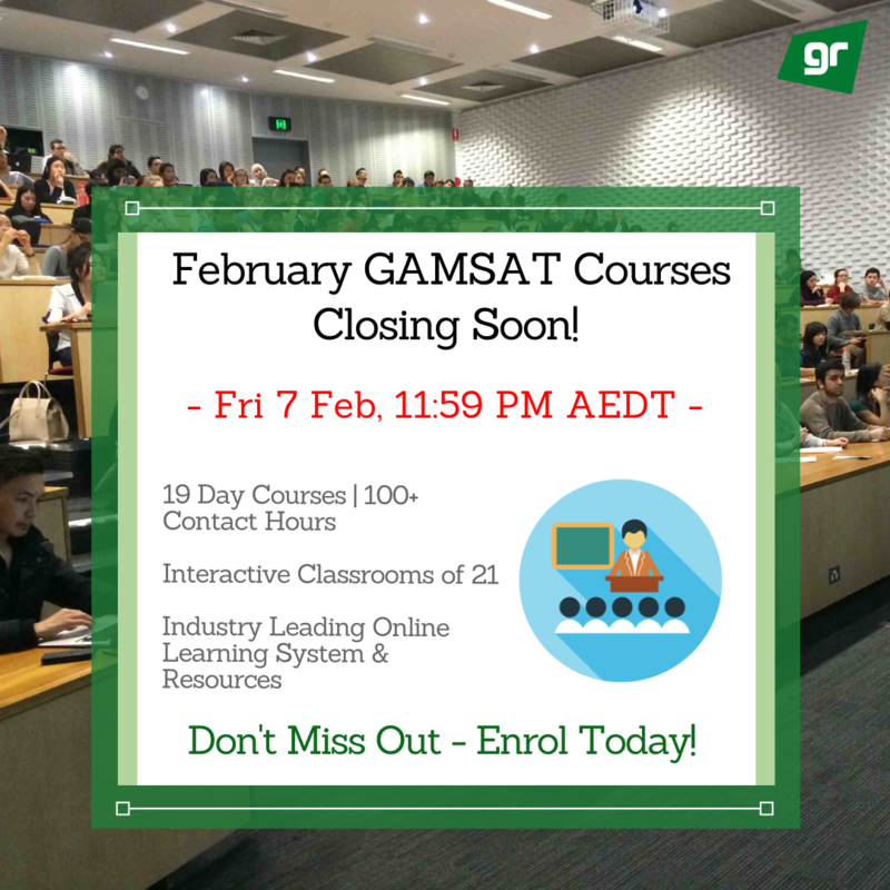 February 2020 GAMSAT Course Closure