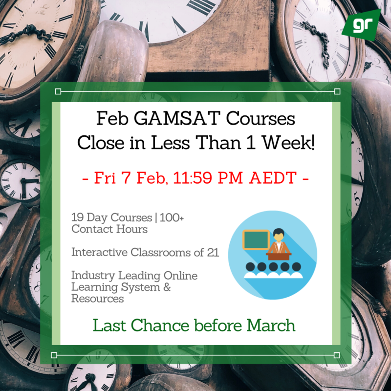 February 2020 GAMSAT Course Closure