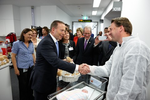Tour of redevelopment included a visit by the Prime Minister with new babies and parents